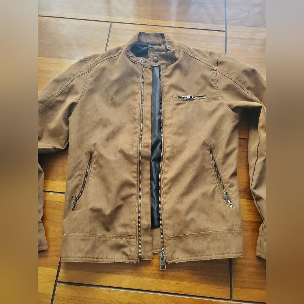 Next Brown Men Suede Racer Jacket